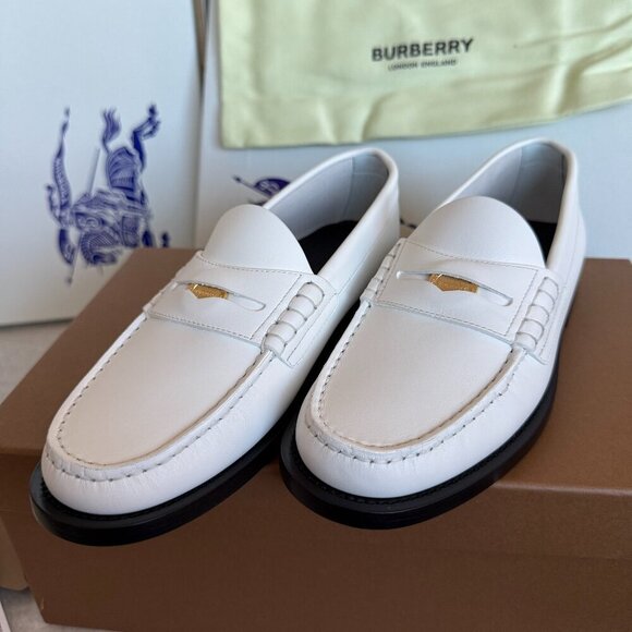 Burberry Shoes - Burberry Women’s Rupert White Calfskin Penny Loafers, many sizes